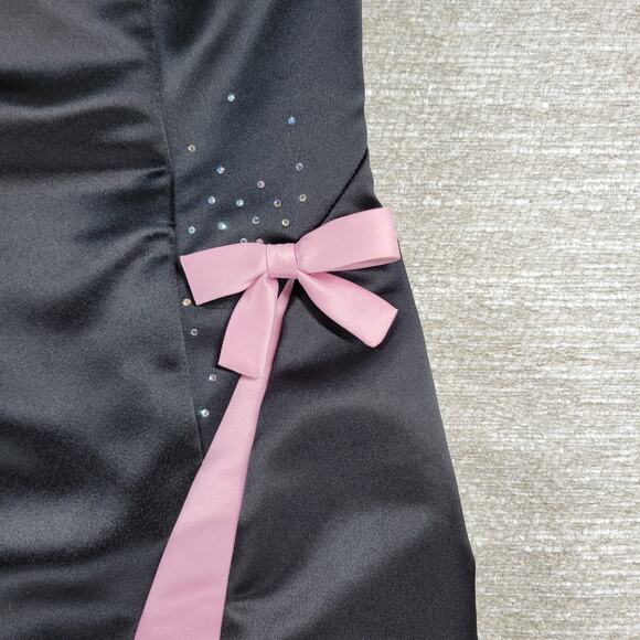 VTG Gunne Sax Jessica McClintock Gown 5/6 Black‎ Pink Satin Fairy Formal Dress - Picture 8 of 16